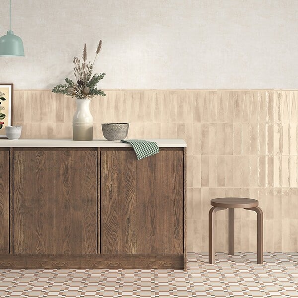 RO'MA NATURE - Carrelage effet Zellige 3D Beige Foncé 24,6x6x0,85 cm Montel - Mur intérieur (vendu par carton de 0,5 m²) - large