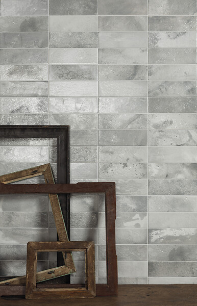 RO'MA NATURE - Carrelage Vintage effet Zellige Gris 40x20x1,03 cm Patrina - Mur intérieur (vendu par carton de 0,96 m²) - large