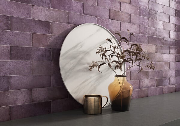 RO'MA NATURE - Carrelage effet Zellige Violet 20x6,5x0,85 cm Caldero - Mur intérieur (vendu par carton de 0,5 m²) - large