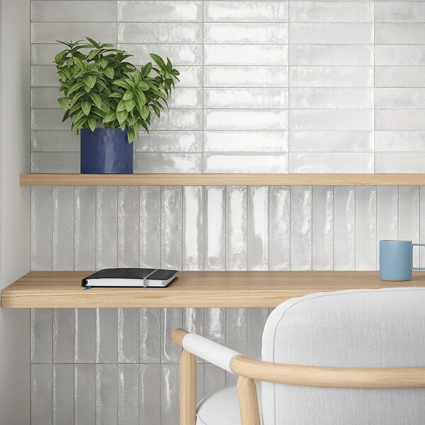 RO'MA NATURE - Carrelage effet Zellige Blanc 24,6x6x0,85 cm Montel - Mur intérieur (vendu par carton de 0,5 m²) - large
