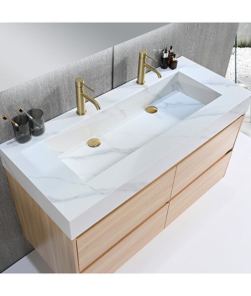 LUXURYBAIN - LuxuryBain, Robinet, mitigeur de lavabo design doré pour salle de bain - large