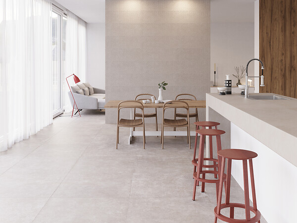RO'MA NATURE - Carrelage effet Béton Beige Sable 90x90x0,9 cm In&Out Sorelan - Sol et mur intérieur et Sol extérieur (vendu par carton de 1,62 m²) - large