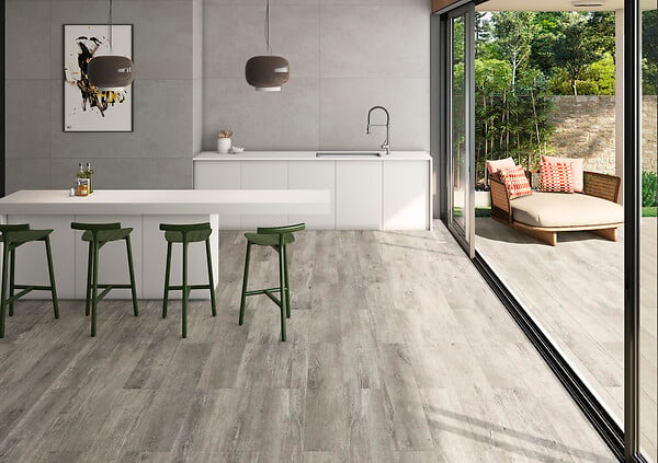 RO'MA NATURE - Carrelage effet Parquet Bois Gris Cendré 151x24x0,9 cm In&Out Lunerol - Sol et mur intérieur et Sol extérieur (vendu par carton de 1,09 m²) - large