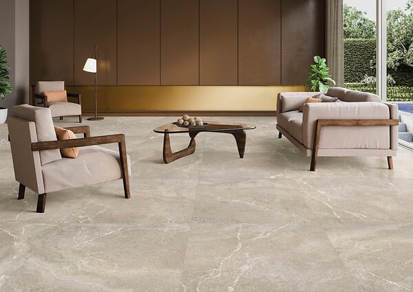 RO'MA NATURE - Carrelage effet Pierre Beige 90x90x0,9 cm In&Out Luzerio - Sol et mur intérieur et Sol extérieur (vendu par carton de 1,62 m²) - large