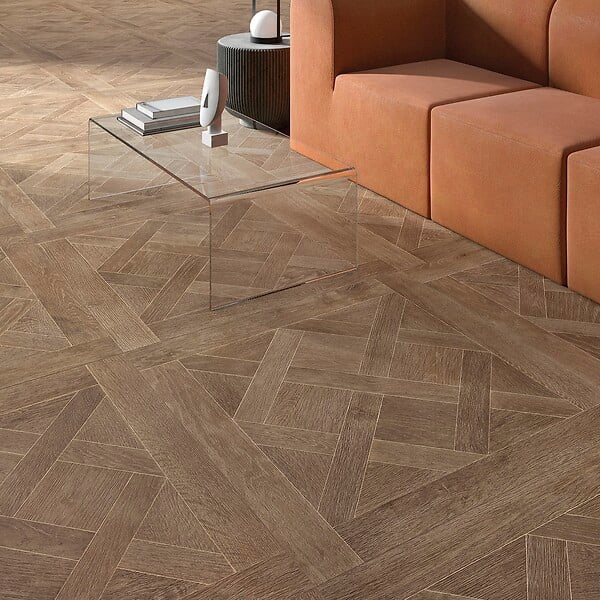 RO'MA NATURE - Carrelage effet Parquet Bois Chêne Brun Versailles 90x90x0,9 cm Trianon - Sol intérieur (vendu par carton de 1,62 m²) - large