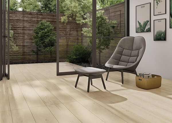 RO'MA NATURE - Carrelage effet Parquet Bois Clair 151x24x0,9 cm In&Out Lunerol - Sol et mur intérieur et Sol extérieur (vendu par carton de 1,09 m²) - large