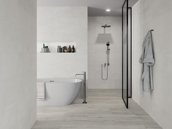 RO'MA NATURE - Carrelage effet Parquet Bois Gris Brume 151x24x0,9 cm In&Out Lunerol - Sol et mur intérieur et Sol extérieur (vendu par carton de 1,09 m²) - large