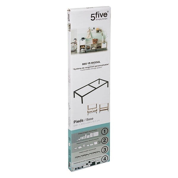 5 FIVE SIMPLY SMART - Pieds étagère métal 67x29cm "Mix N' Modul" noir - large