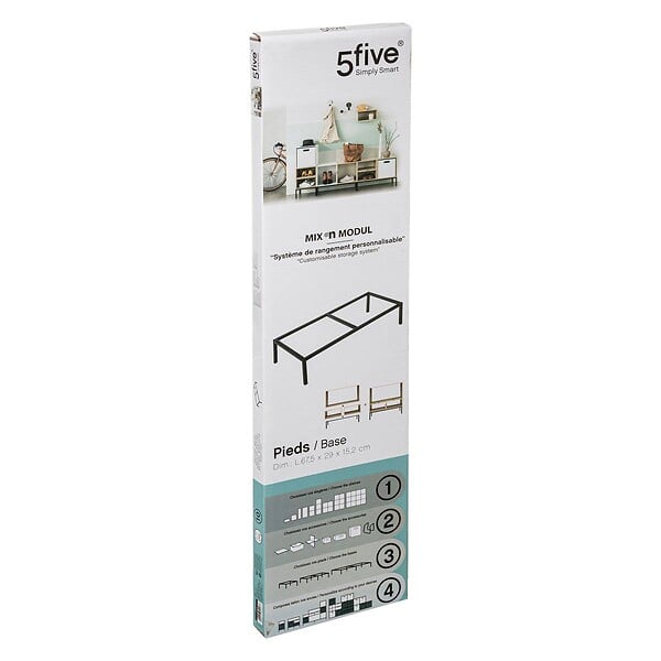 5 FIVE SIMPLY SMART - Pieds étagère métal 67x29cm "Mix N' Modul" noir - large