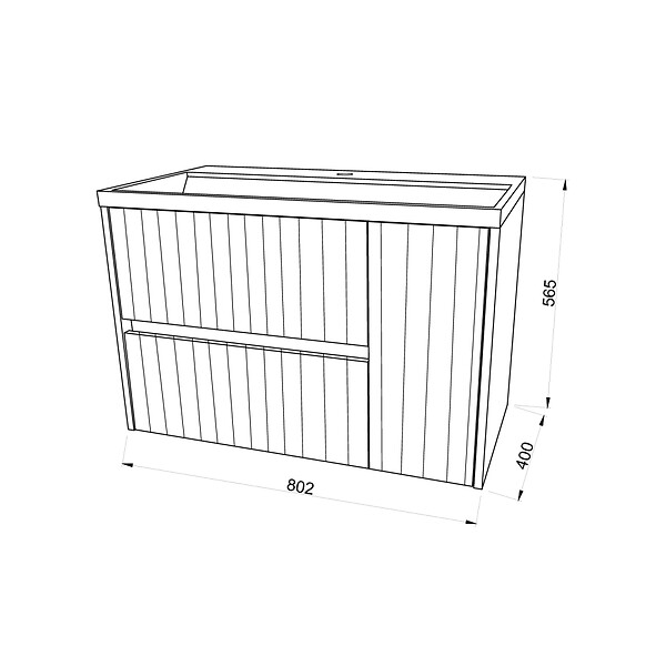 KIAMAMI VALENTINA - Meuble De Salle De Bains Avec Vasque 80Cm Chêne Doré Cannelé | Cortina - large