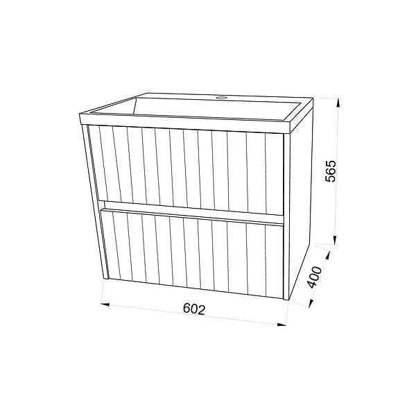 KIAMAMI VALENTINA - Meuble Suspendu Avec Lavabo 60Cm Chêne Doré Cannelé | Cortina - large