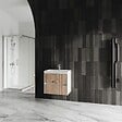 KIAMAMI VALENTINA - Meuble Suspendu Avec Lavabo 60Cm Chêne Doré Cannelé | Cortina - vignette