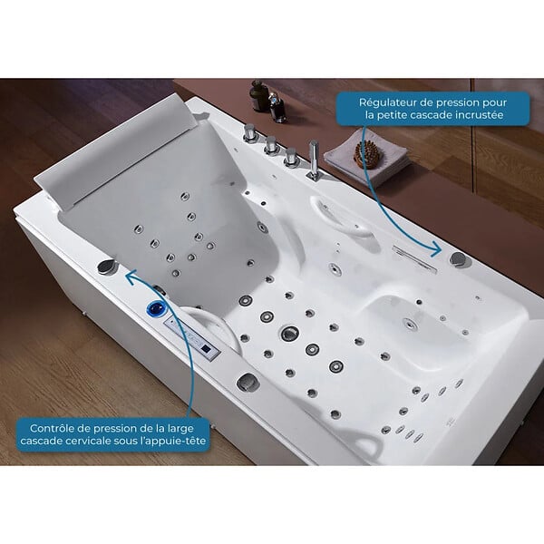 DISTRIBAIN - Baignoire balnéo Santa-fe 53 jets - large