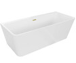 OTITEC - Baignoire ilot avec vidage - 150 x 75 cm - Blanc brillant avec bonde doré brossé - MIRABELLE - vignette