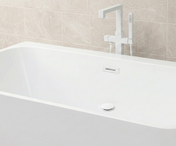 OTITEC - Baignoire ilot avec vidage - 170 x 75 cm - Blanc brillant avec bonde blanche - MIRABELLE - large