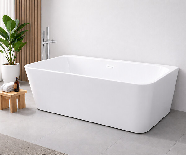OTITEC - Baignoire ilot avec vidage - 170 x 75 cm - Blanc brillant avec bonde blanche - MIRABELLE - large