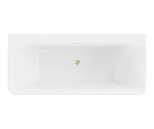 OTITEC - Baignoire ilot avec vidage - 170 x 75 cm - Blanc brillant avec bonde doré brossé - MIRABELLE - large