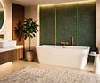 OTITEC - Baignoire ilot avec vidage - 170 x 75 cm - Blanc brillant avec bonde doré brossé - MIRABELLE - vignette