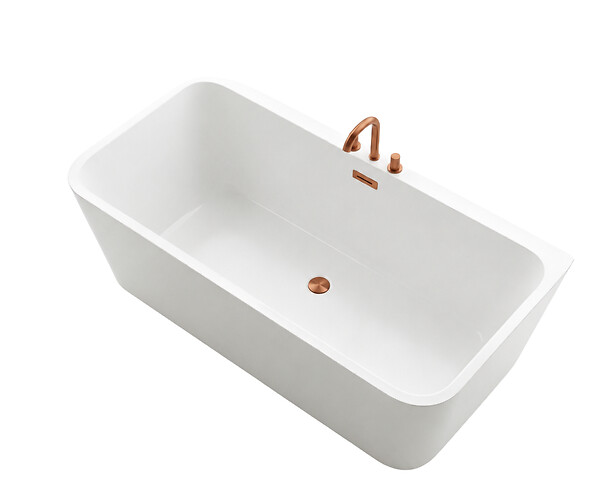 OTITEC - Baignoire ilot avec vidage - 150 x 75 cm - Blanc brillant avec bonde cuivre - MIRABELLE - large