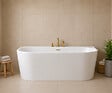OTITEC - Baignoire ilot avec vidage - 170 x 75 cm - Blanc brillant avec bonde doré brossé - OLIVIA - vignette