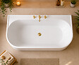 OTITEC - Baignoire ilot avec vidage - 170 x 75 cm - Blanc brillant avec bonde doré brossé - OLIVIA - vignette