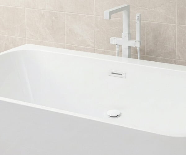 OTITEC - Baignoire ilot avec vidage - 160 x 75 cm - Blanc brillant avec bonde blanche - MIRABELLE - large