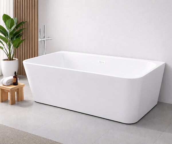 OTITEC - Baignoire ilot avec vidage - 160 x 75 cm - Blanc brillant avec bonde blanche - MIRABELLE - large