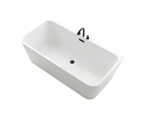 OTITEC - Baignoire ilot avec vidage - 160 x 75 cm - Blanc brillant avec bonde noire - MIRABELLE - large