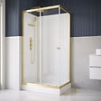 AURLANE - Cabine de douche Rectangle 110x80x206.5/236.5cm Blanche et Profilés Or Brossé - Receveur standard - vignette