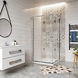 AICA SANITAIRE - Aica cabine de douche coulissante 90x90x185cm, cabine de douche carrée avec un receveur de douche et une bonde de douche et un siphon 90cm - vignette