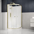 AURLANE - Cabine de douche 1/4 de cercle 90x90x206.5/236.5cm Blanche et Profilés Or Brossé - Receveur standard - vignette