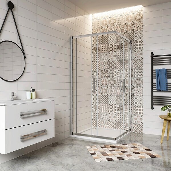 AICA SANITAIRE - Aica cabine de douche coulissante 80x80x185cm, cabine de douche carrée avec un receveur de douche et une bonde de douche et un siphon 90cm - large
