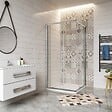 AICA SANITAIRE - Aica cabine de douche coulissante 80x80x185cm, cabine de douche carrée avec un receveur de douche et une bonde de douche et un siphon 90cm - vignette