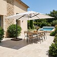 OVIALA - Parasol déporté 4x3 m 360° inclinable + 4 dalles à lester blanc - Caserta - vignette