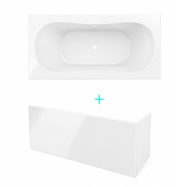 ALLIBERT - Pack Baignoire 180x80cm et 2 Tabliers recoupables - Blanc Brillant - Marina Round Duo - large