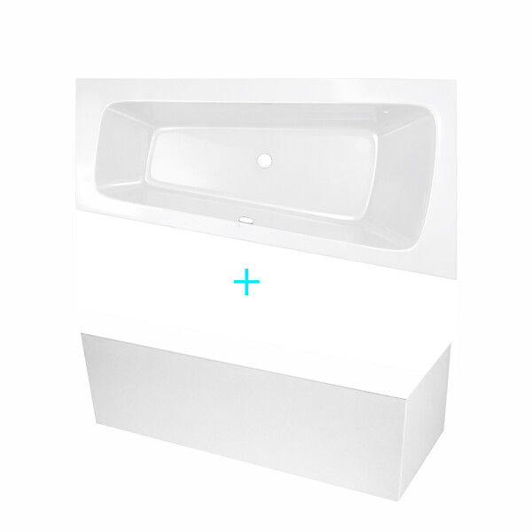 ALLIBERT - Pack Baignoire Asymétrique Gauche 160x85x54 cm avec Tablier recoupable - Blanc Brillant - MARINA - large