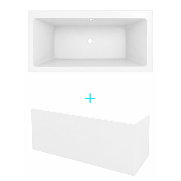 ALLIBERT - Pack Baignoire 180x80cm et 2 Tabliers recoupables - Blanc Mat - Marina Square Duo - large