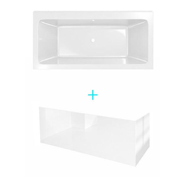 ALLIBERT - Pack Baignoire 180x80cm et 2 Tabliers recoupables - Blanc Brillant - Marina Square Duo - large