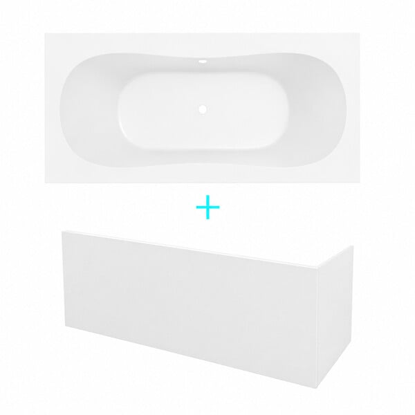 ALLIBERT - Pack Baignoire 180x80cm et 2 Tabliers recoupables - Blanc Mat - Marina Round Duo - large