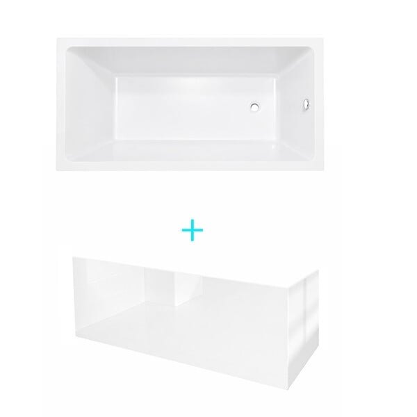 ALLIBERT - Pack Baignoire 170x75cm avec Tabliers recoupables 180cm et 80cm - Blanc Brillant - MAE SQUARE - large