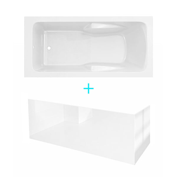 ALLIBERT - Pack Baignoire 170x75cm avec Zone Douche et Tabliers recoupables de 180 et 80cm Blanc Brillant - MAE - large