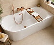 OTITEC - Baignoire d'angle droite avec vidage - 170 x 75 cm - Blanc brillant avec bonde cuivre - LUXA - vignette