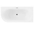 OTITEC - Baignoire d'angle droite avec vidage - 170 x 75 cm - Blanc brillant avec bonde noire - LUXA - vignette