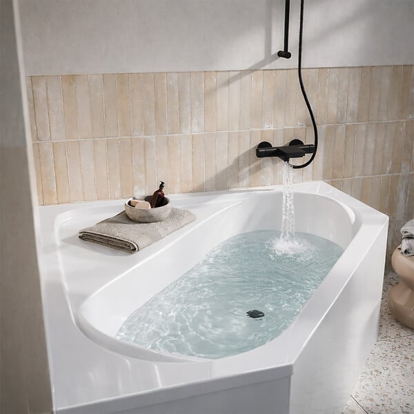 ALLIBERT - Pack Baignoire d'angle 140x140x54 cm avec Tablier recoupable - Blanc Brillant - MARINA - large