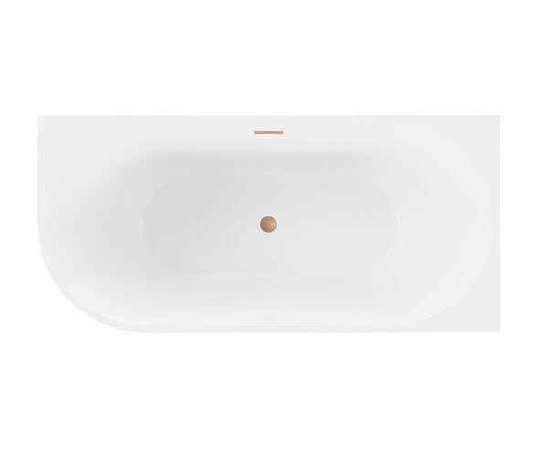 OTITEC - Baignoire d'angle gauche avec vidage - 170 x 75 cm - Blanc brillant avec bonde cuivre - LUXA - large