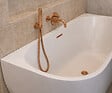 OTITEC - Baignoire d'angle gauche avec vidage - 170 x 75 cm - Blanc brillant avec bonde cuivre - LUXA - vignette