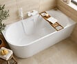 OTITEC - Baignoire d'angle gauche avec vidage - 160 x 75 x 61 cm - Blanc brillant avec bonde blanche - LUXA - vignette