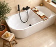 OTITEC - Baignoire d'angle gauche avec vidage - 170 x 75 cm - Blanc brillant avec bonde noire - LUXA - vignette