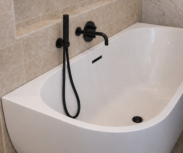 OTITEC - Baignoire d'angle droite avec vidage - 160 x 75 cm - Blanc brillant avec bonde noire - LUXA - large