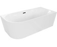 OTITEC - Baignoire d'angle gauche avec vidage - 160 x 75 x 61 cm - Blanc brillant avec bonde noire - LUXA - vignette